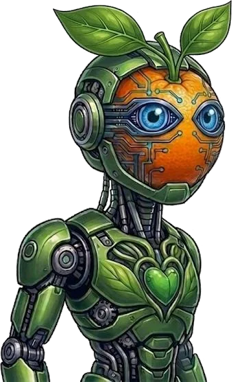 Pak-Bot, the fresh produce AI chatbot that answers quality control and yield questions, shown as a green robot with an orange fruit head