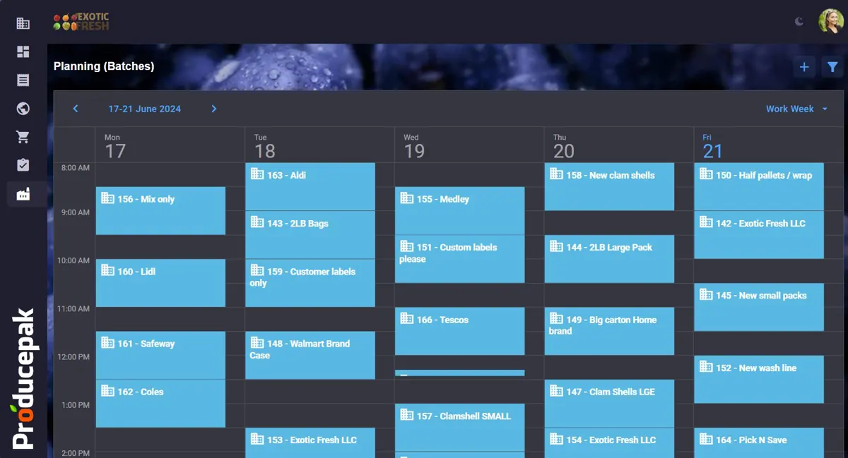 Producepak production planning board
